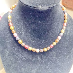 HANDCRAFTED 19” BEADED NECKLACE WITH STERLING SILVER 925 CLASP